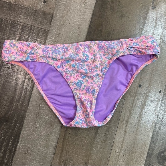 Victoria’s Secret Pink Floral Side Ruched Bikini Bottom Medium - Picture 1 of 7